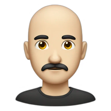 unamused bald guy with black moustache and short beard sticker