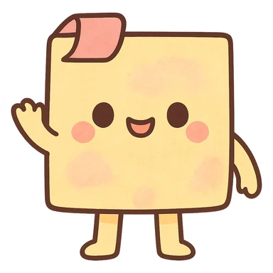 pastel watercolor sticky note with a cute face, soft kawaii style, Japanese stationery, full body sticker