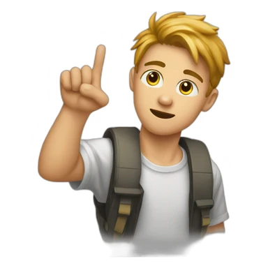 Student showing his hand fingers down to search box sticker