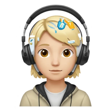 a person with blond hair wearing headphones sticker