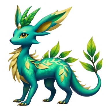 Shiny Iridescent Helioptile-Salandit-Leafeon-Fakémon-hybrid-creature (full body)  sticker