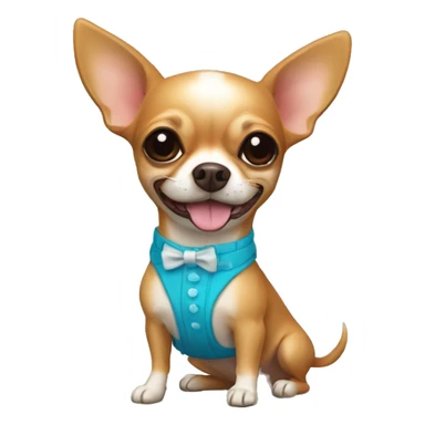 Chihuahua de color caramelo en la playa y con traje de baño sticker