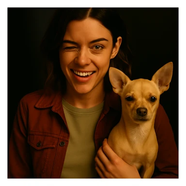 Restore the rebellious and playful expression on the face in the style of a Netflix series, keeping all other elements identical. sticker