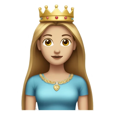 Female, fair skin, straight long light brown hair, wearing a crown sticker