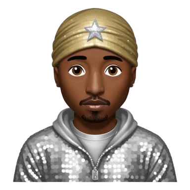 Tupac with silver sequin outfit sticker