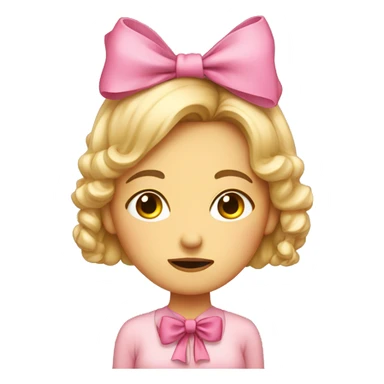 Bored face of a girl with a pink bow  sticker