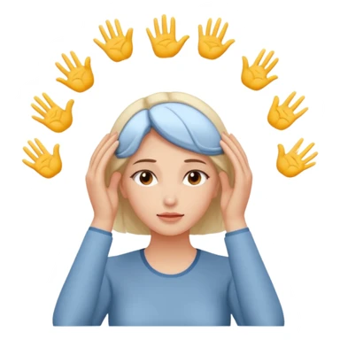 woman touching her own head with both hands expanding mind sticker