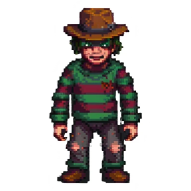 Freddy Krueger in pixel art style sticker