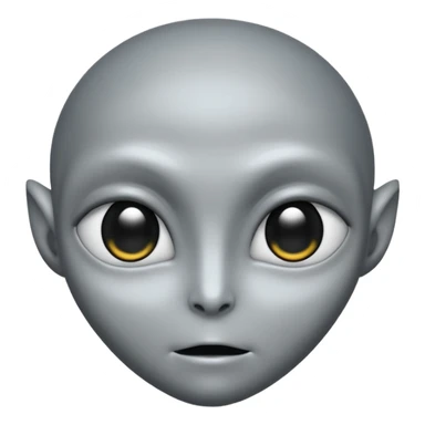 Grey alien head, almond-shaped eyes solid black, entire eye black, no white or iris, slanted, pale grey skin, cartoon emoji, no background


 sticker