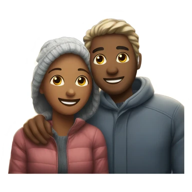 happy couple under christmas lights sticker