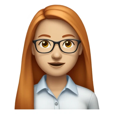 White-girl-with-long-straight-hair-red-head-eyes-blue-wearing-wire-rim-glasses-blouse-formal-white sticker