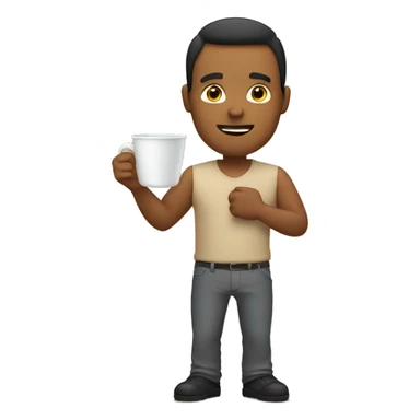 Tan man holding a cup sticker