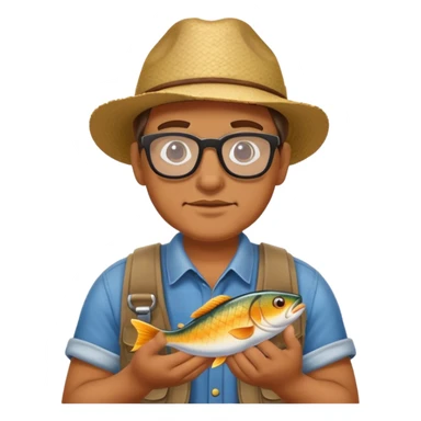 Redneck wearing glasses with fish in hands sticker