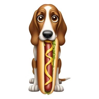 Hound dog eating a hot dog sticker
