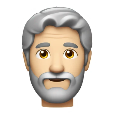 middle age man, with dark grey hair, with a dark grey circle beard sticker