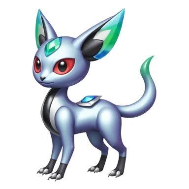 Shiny Colorful Futuristic Cyber-Vernid-Trico-Meloetta-Latias-Koraidon-Peppercat-Protogen-Pokémon-Digimon-Fakémon-fusion-hybrid-creature sticker