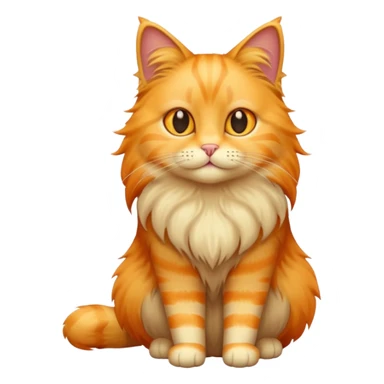 cat with long hair and light orange fur. full body.  sticker