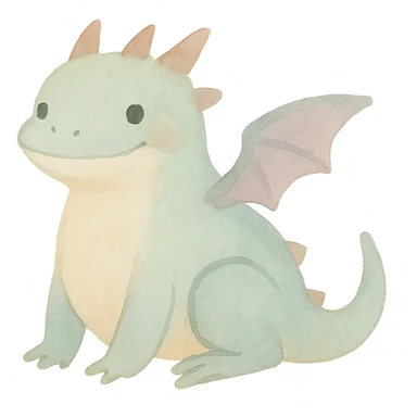 watercolor art of a dragon and frog fused together, cute and soft colors sticker