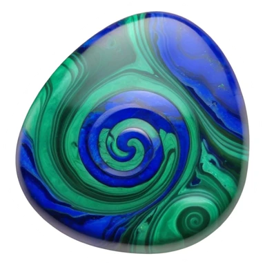 Smooth polished cabochon of azurite-malachite with deep blue and emerald green swirls sticker