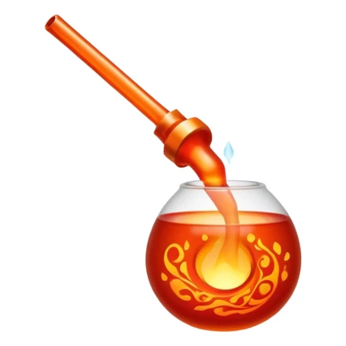 Glassblowing and casting icon, molten glass being shaped with blowpipe, glass piece in the mold, glowing red-hot surface, intricate patterns forming, minimalistic style, clean lines, transparent background. sticker