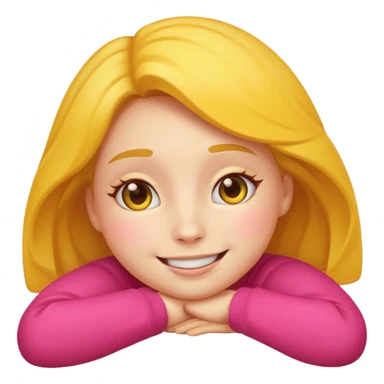 Yellow emoji girl lays down facing camera cheeks up sticker