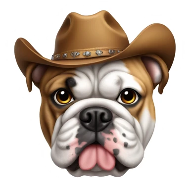 English bulldog wearing a cowboy hat sticker