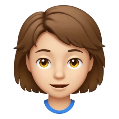 face of young person with short tousled brown hair, light skin, winking expression, emoji style sticker