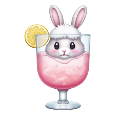 A glass of pink lemonade and a bunny sticker