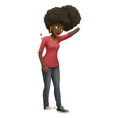 black girl setting up a christmas tree sticker
