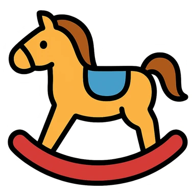 rocking horse, color icon style, playful and rounded, minimal details sticker