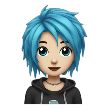 Emo girl choppy blue hair piercings sticker