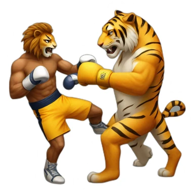 Tiger boxing lion sticker