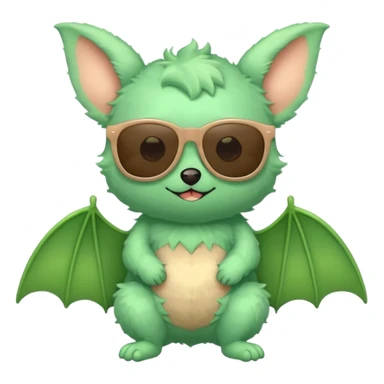 cute green pastel bat with sunglasses, full body sticker