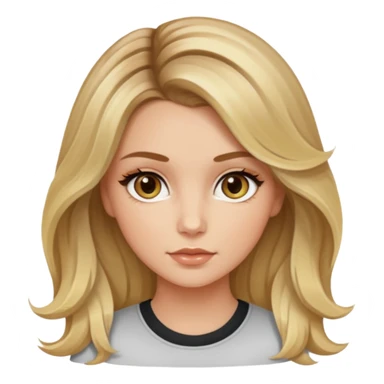 White girl hazel eyes with medium voluminous hair with blonde highlights balayage sticker