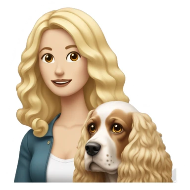 white woman with long blonde hair alongside a cocker spaniel dog  sticker
