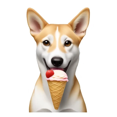 Mixed Canaan dog eating ice cream sticker