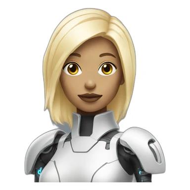 Blond Futuristic cyborg woman sticker