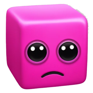 Neon pink cube with eyes sticker
