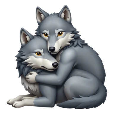 Wolf hugging another wolf sticker