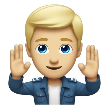 blonde man with blue eyes saluting sticker