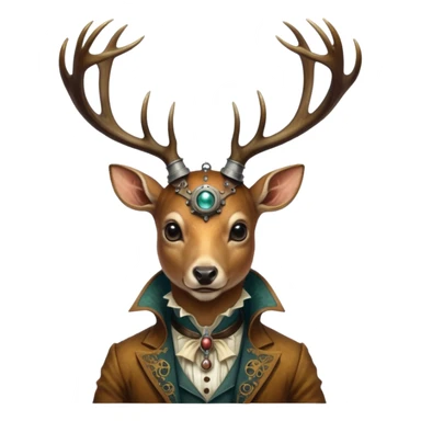 aesthetic brilliant divine lighting, oil paint steam-punk -  hieronymus bosch phantasmagoric mutated creatures - hybrids of human-deer sticker