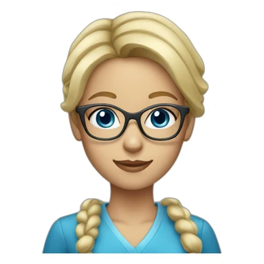 Blonde young female elementary school teacher with clear glasses and blue eyes sticker