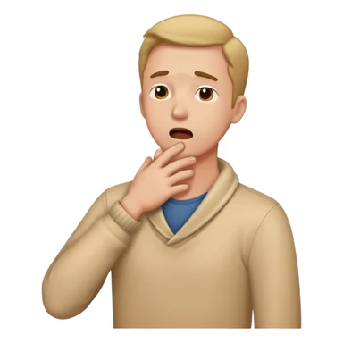 man holding hands crossed on his neck coughing sticker