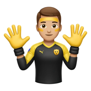 Football goalkeeper gloves with man goalkeeper and small emoji sticker