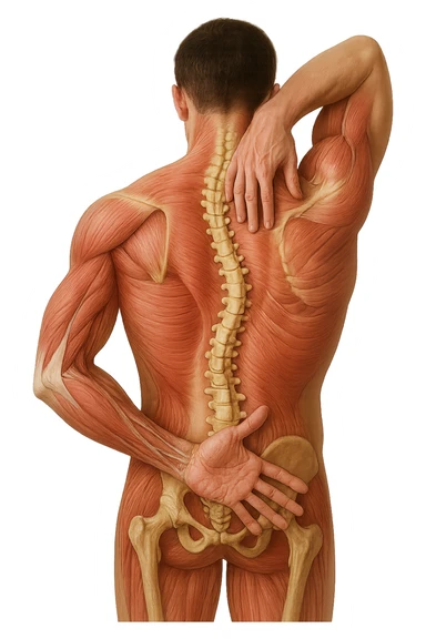 fai un immagine identica che riguarda un esercizio ma mettigli spina dorsale e muscoli in evidenza (anatomica). falla iperrealistica anatomica in 4k con spina dorsale storta in evidenza sticker