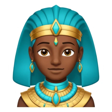 A young pharaoh with bright eyeliner, turquoise collar, and a confident proud smile.
 sticker