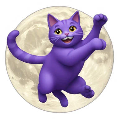 Purple cat jumping over the moon sticker