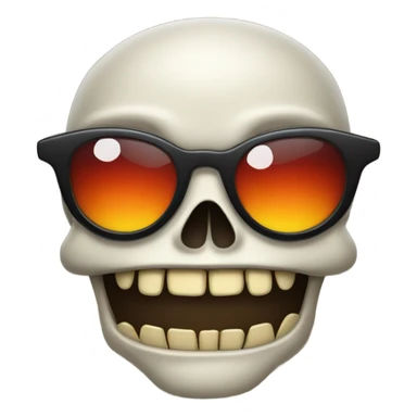 Evil scull with vampire teeth and thin sunglasses on  sticker