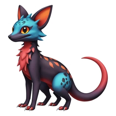 Dark magma-gradients-colored Salandit-Umbreon-Genet-Noivern-Noibat-Serval-Hybrid (Full body) sticker