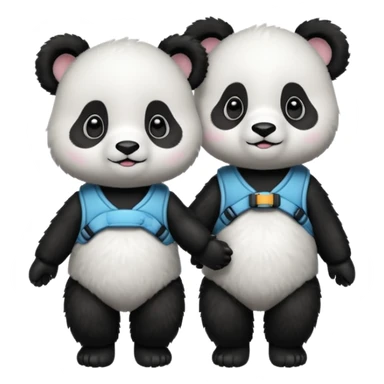 Baby pandas, boy and girl, on hike holding hands sticker